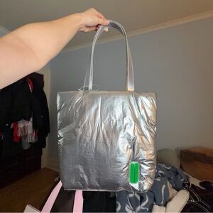 metallic tote bag